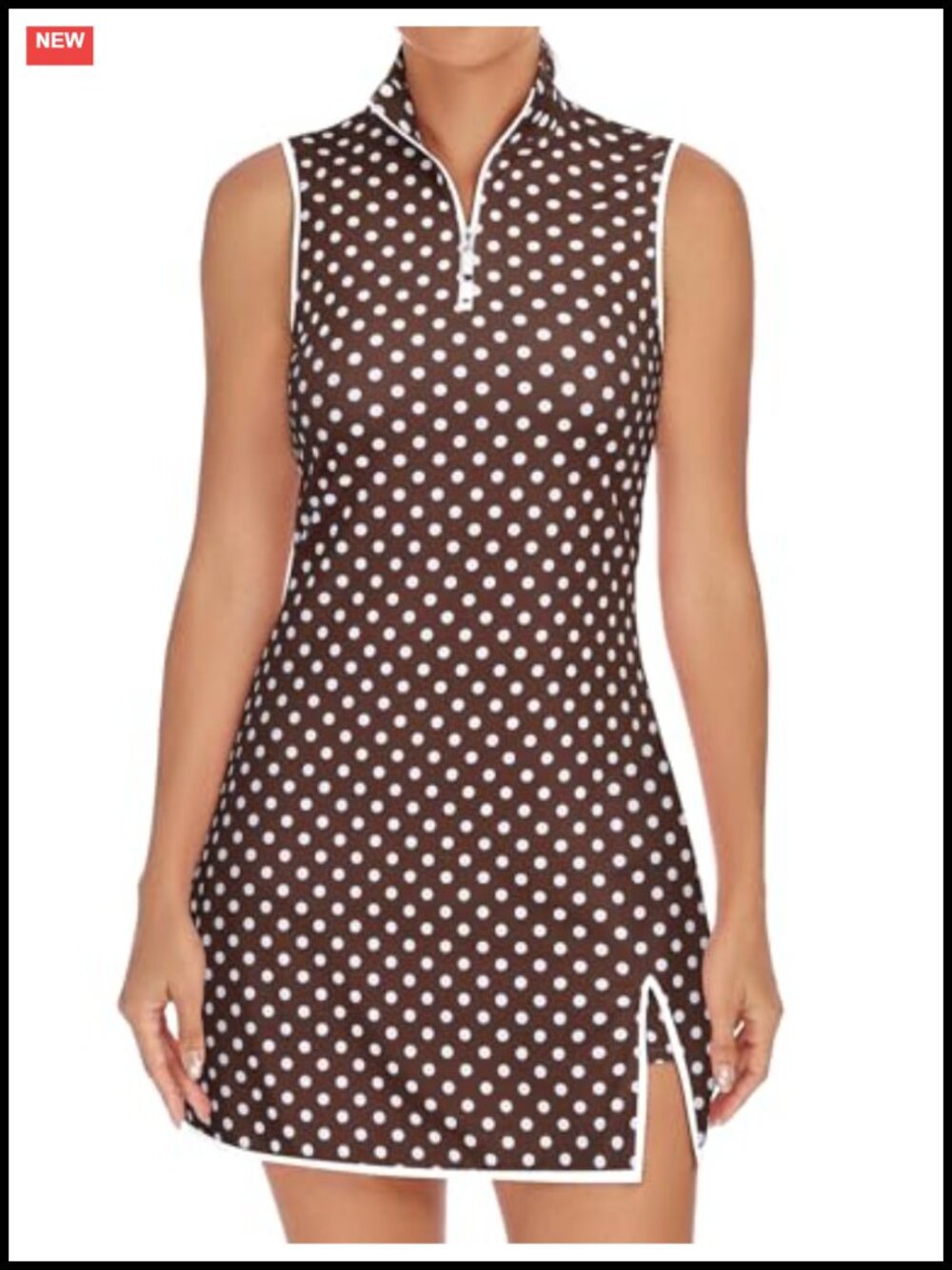 Sleeveless Tennis Golf Dress with Shorts Zip Stand Collar Athletic